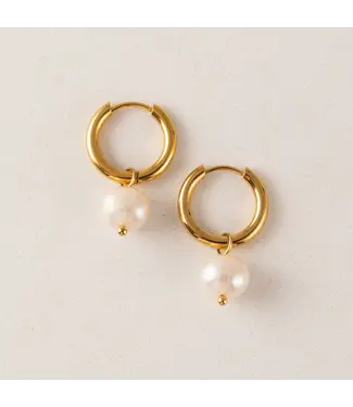 Lover's Tempo Oceane Pearl Hoops - Gold