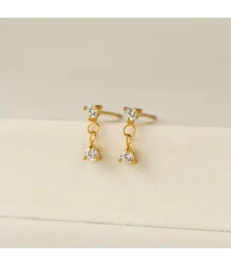 Lover's Tempo Sol CZ Drop Stud Earrings - Gold