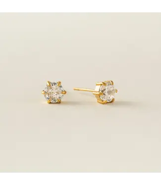 Lover's Tempo Sol CZ Stud Earrings - Gold