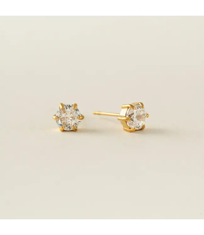 Sol CZ Stud Earrings - Gold