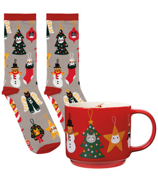 Danica Brands Bauble Cats Christmas Mug and Socks Set