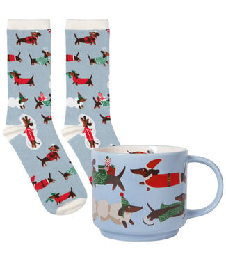 Danica Brands Dashing Dachshunds Christmas Mug and Socks Se