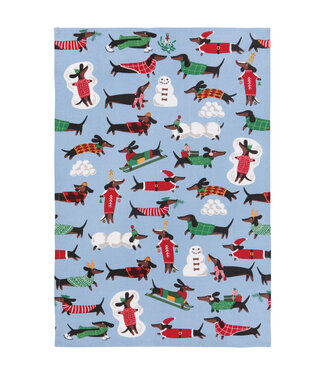 Danica Brands Dashing Dachshunds Christmas Dishtowel