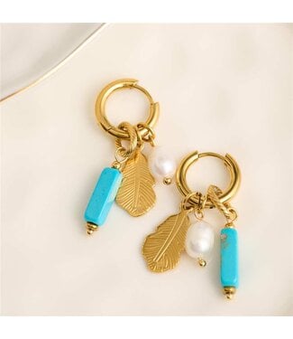 Narelle Narelle Earring Pearl/Kyanite Gold