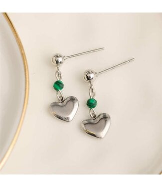 Narelle Narelle Earring Heart Malachite Silver
