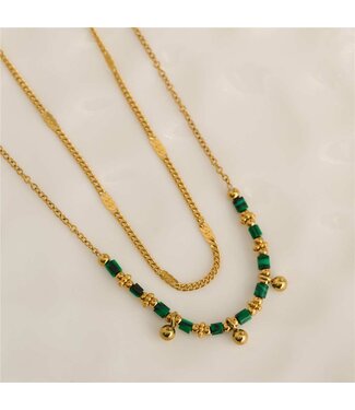 Narelle Narelle Necklace Double Malachite Gold