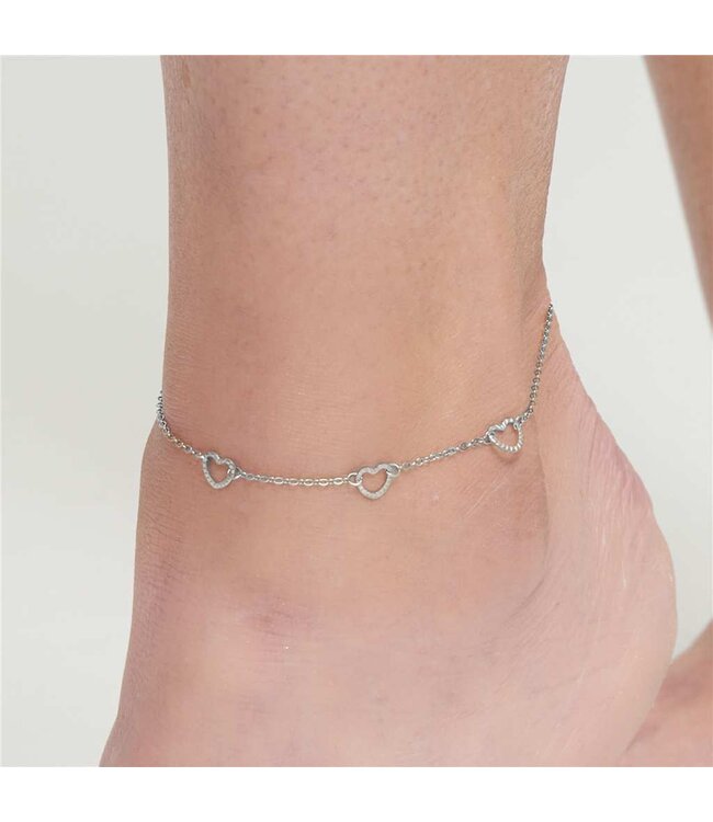 Narelle Anklet Link Heart Silver