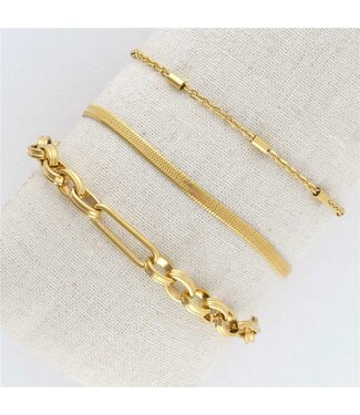 Narelle Narelle Bracelet Set SnakeChn Gld