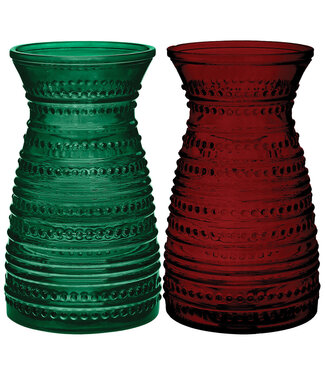The Florist Supply Holly Berry 9 3/4"H × 4 3/4"Opening Glass Cord Vases
