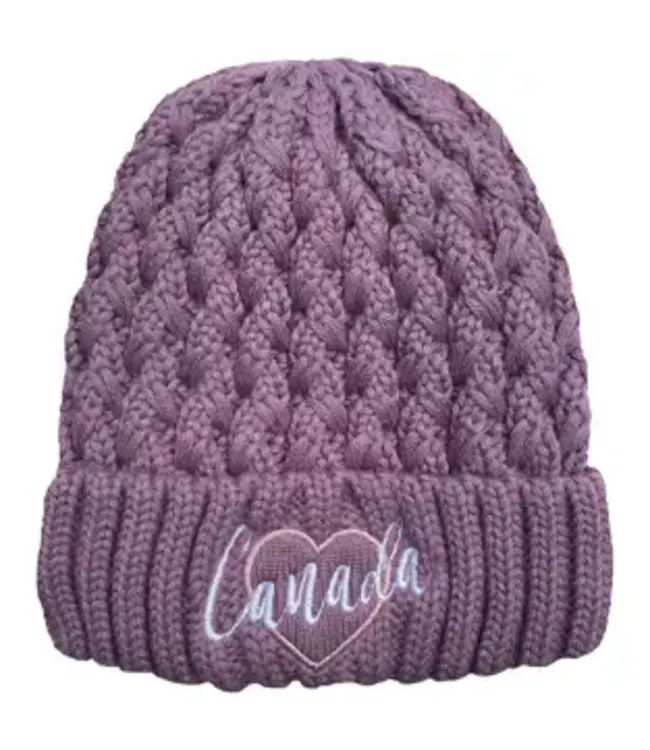 Canada Cable Knit Toque- Purple
