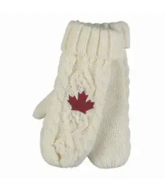 Stone Age Canada Mitts - White with Leaf