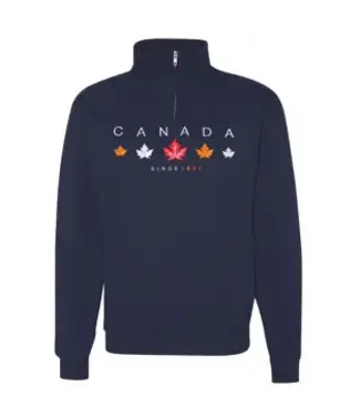 Stone Age 1/4 Zip Canada Embroidery Sweater Navy