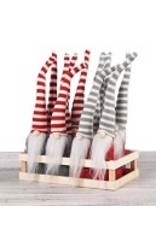 Gnome Ornament  - Red/Grey Striped Hat