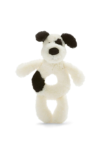 Jellycat Bashful Black and Cream Puppy Ring Rattle