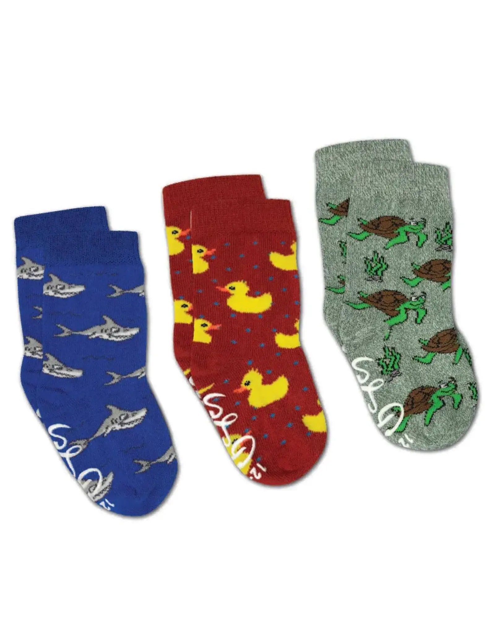 Rubber Ducks, Sharks, & Turtles Kids Socks - Size 2-4 Years