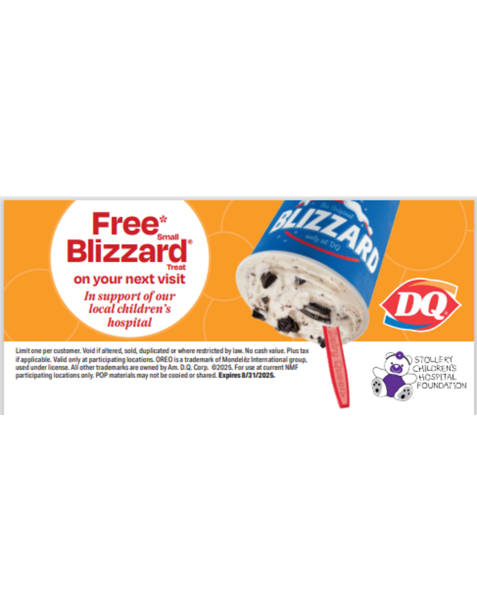 Dairy Queen Miracle Treat Day - 5 small Blizzard vouchers for $30