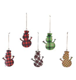 Ganz Plaid Snowman Ornaments