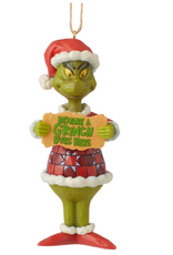 Beware a Grinch Lives Here Grinch Ornament