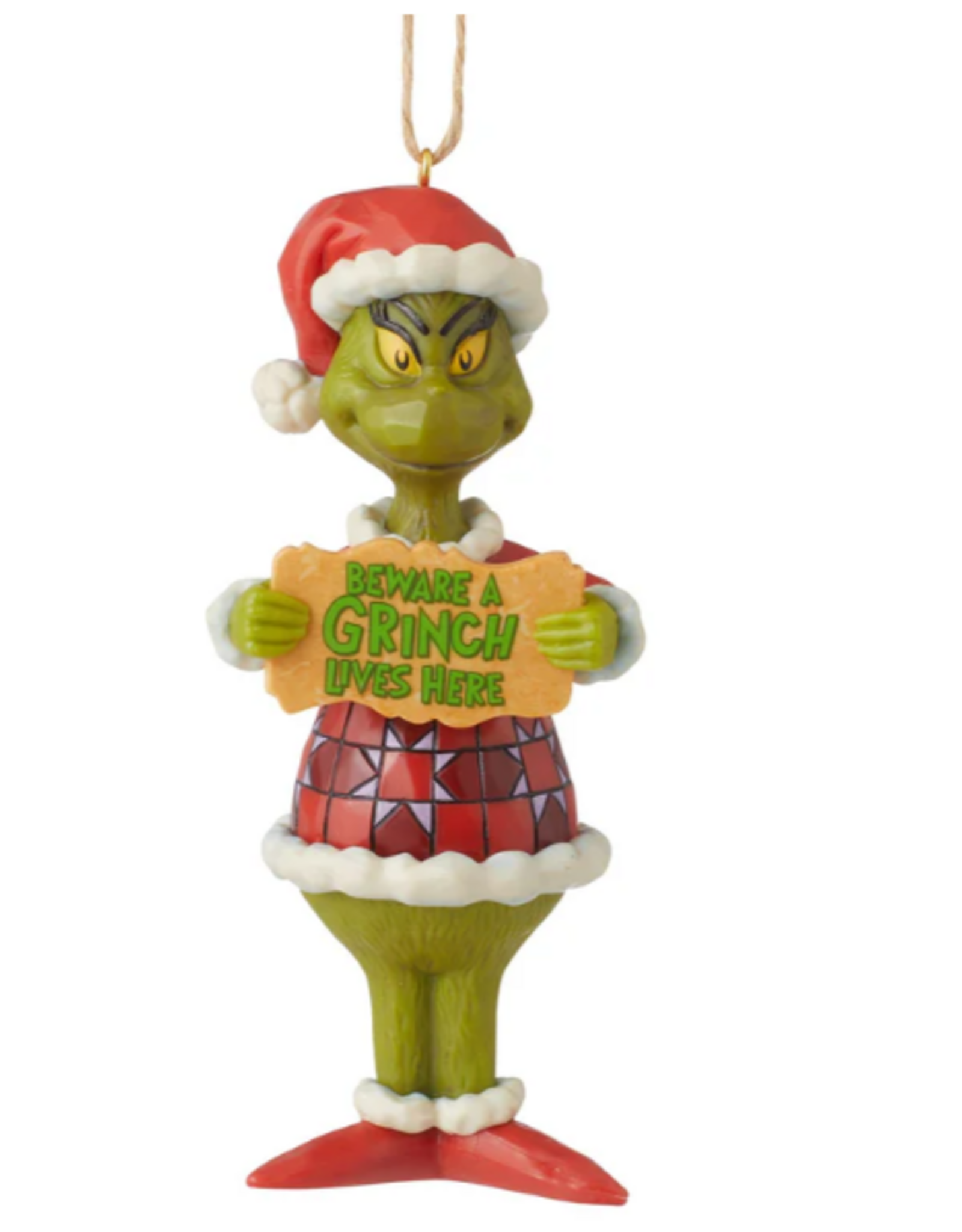 Beware a Grinch Lives Here Grinch Ornament