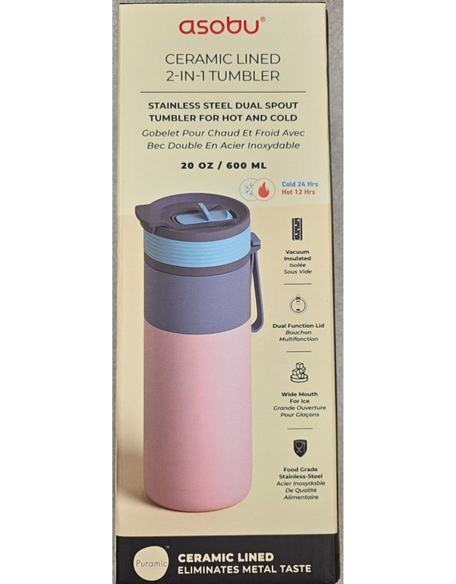 Stollery Travel  2 in 1 Tumbler - Asobu pink & blue