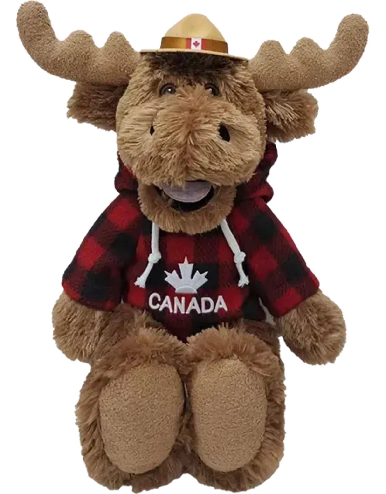 Happy Moose w/ Hat & Red Canada Hoodie
