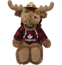 Happy Moose w/ Hat & Red Canada Hoodie