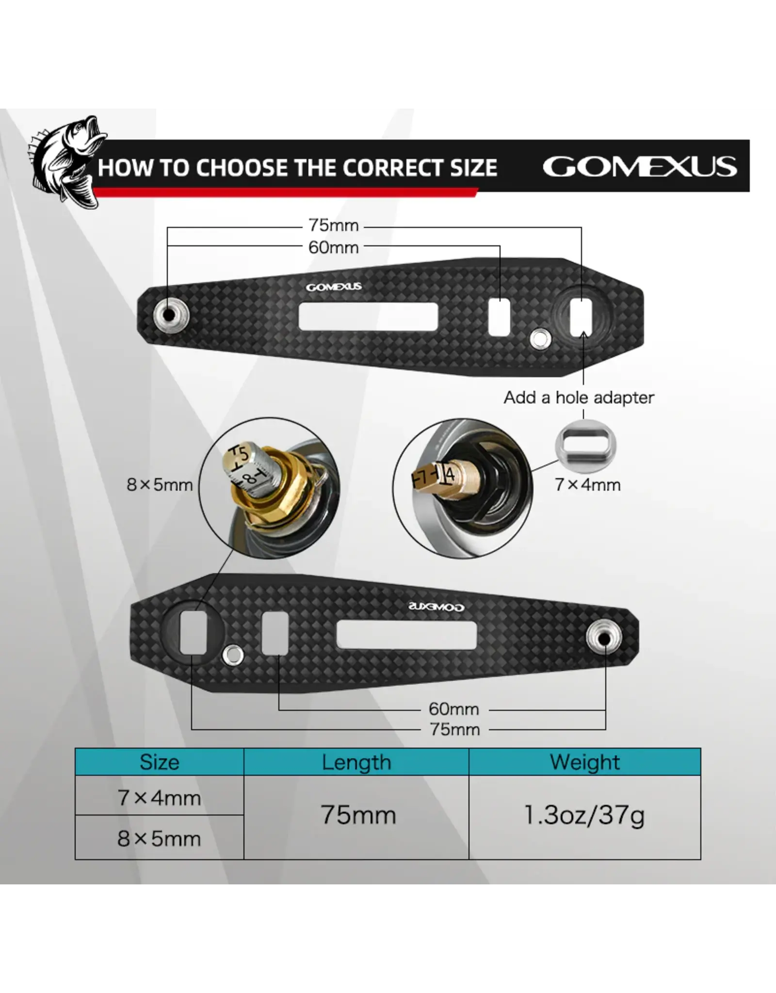Gomexus Gomexus Baitcaster Carbon Handle Assembly - Single Knob