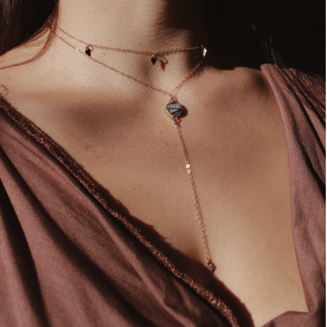 Dainty Abalone Choker to Lariat Necklace