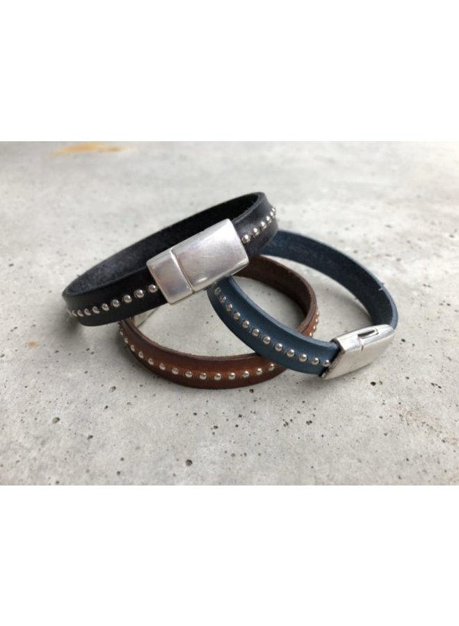Leather band w/ silver beads & clasp