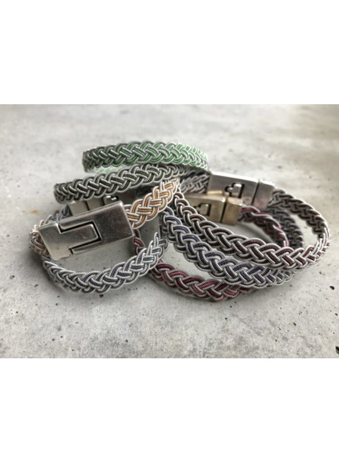 Hand Braided Bracelet  silver/pewter/copper thread