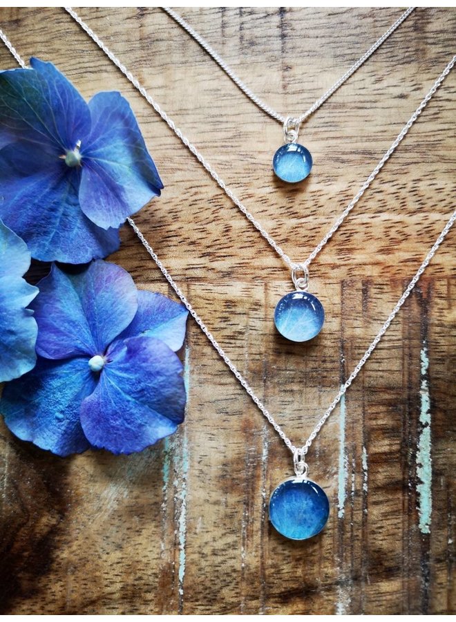 Blue Hydrangea  Necklace 18"