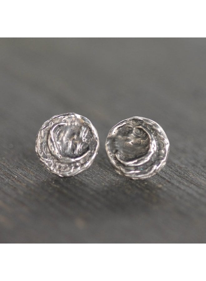 Mini Moonscape Studs / Sterling Silver