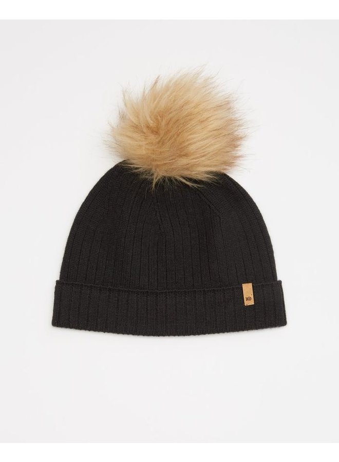 Wool Faux Fur Pom Beanie