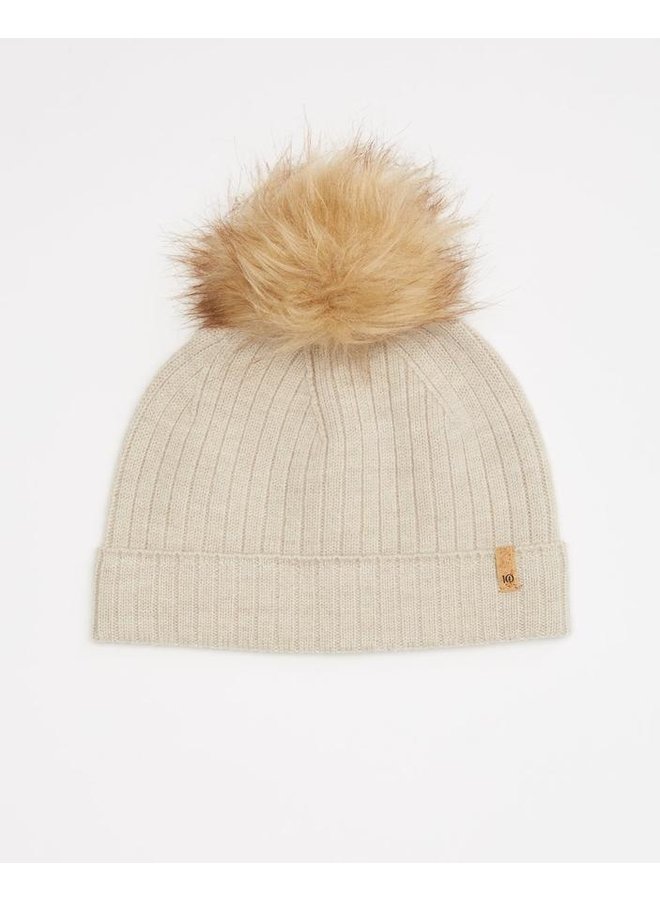 Wool Faux Fur Pom Beanie