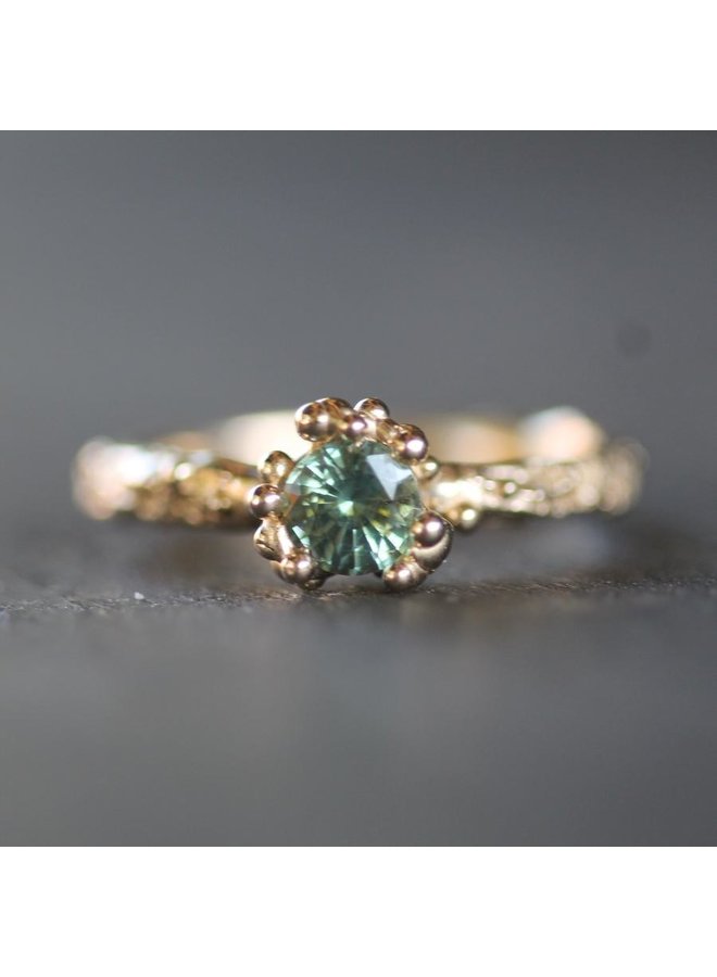 Mermaid Treasure Teal Sapphire Ring (C) 5.5