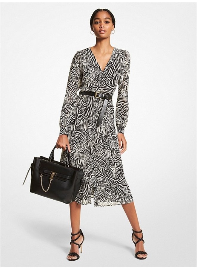 Zebra Midi Button Down Dress