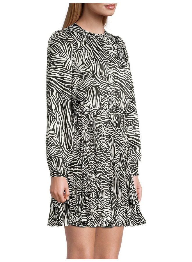 Zebra Pleated Mini Dress