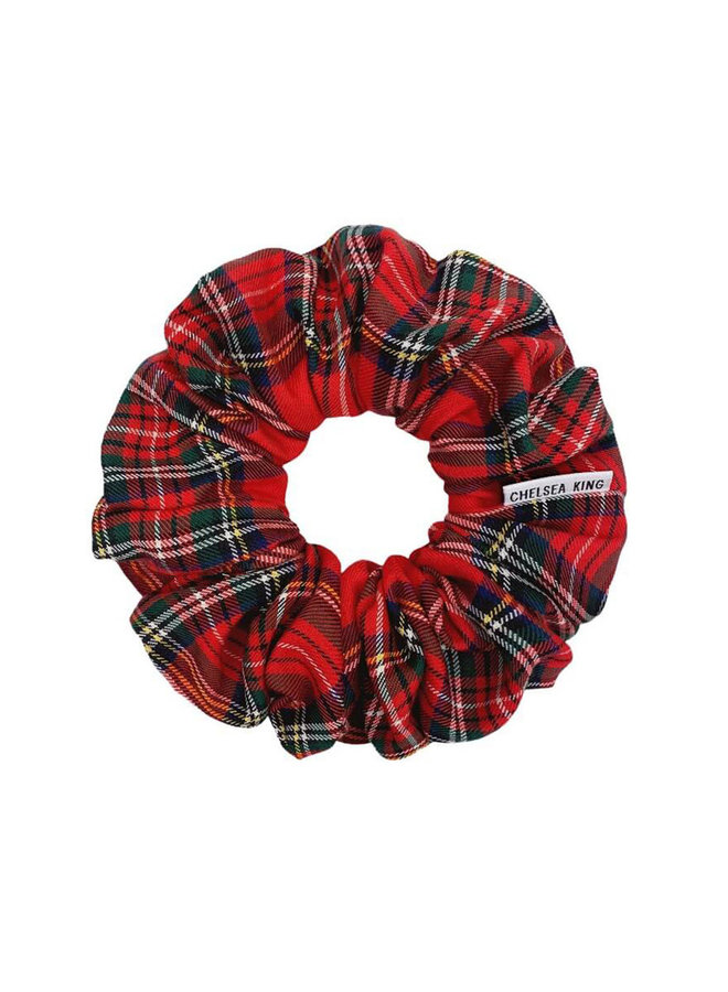 Bamboo Tartan Scrunchie in Red