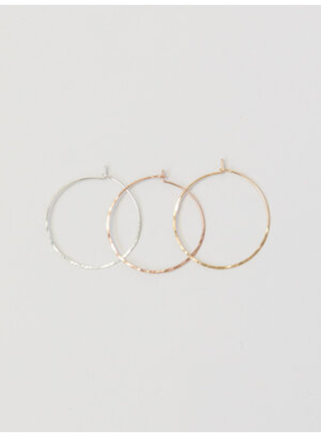 1 1/2" Hammered Hoops - silver