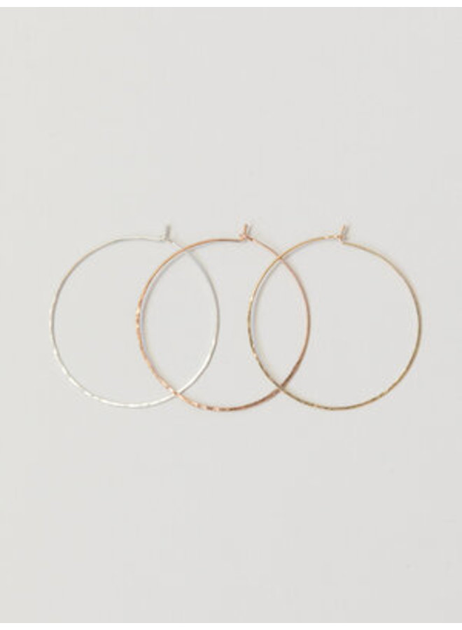 2" Hammered Hoops - silver