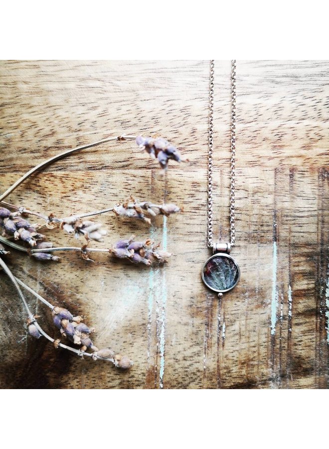 Blue Hydrangea  Oval  Necklace 18"