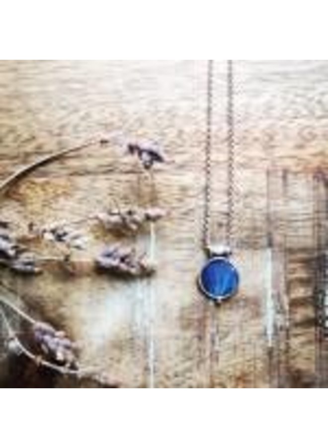 Blue Hydrangea  Droplet Necklace 18"