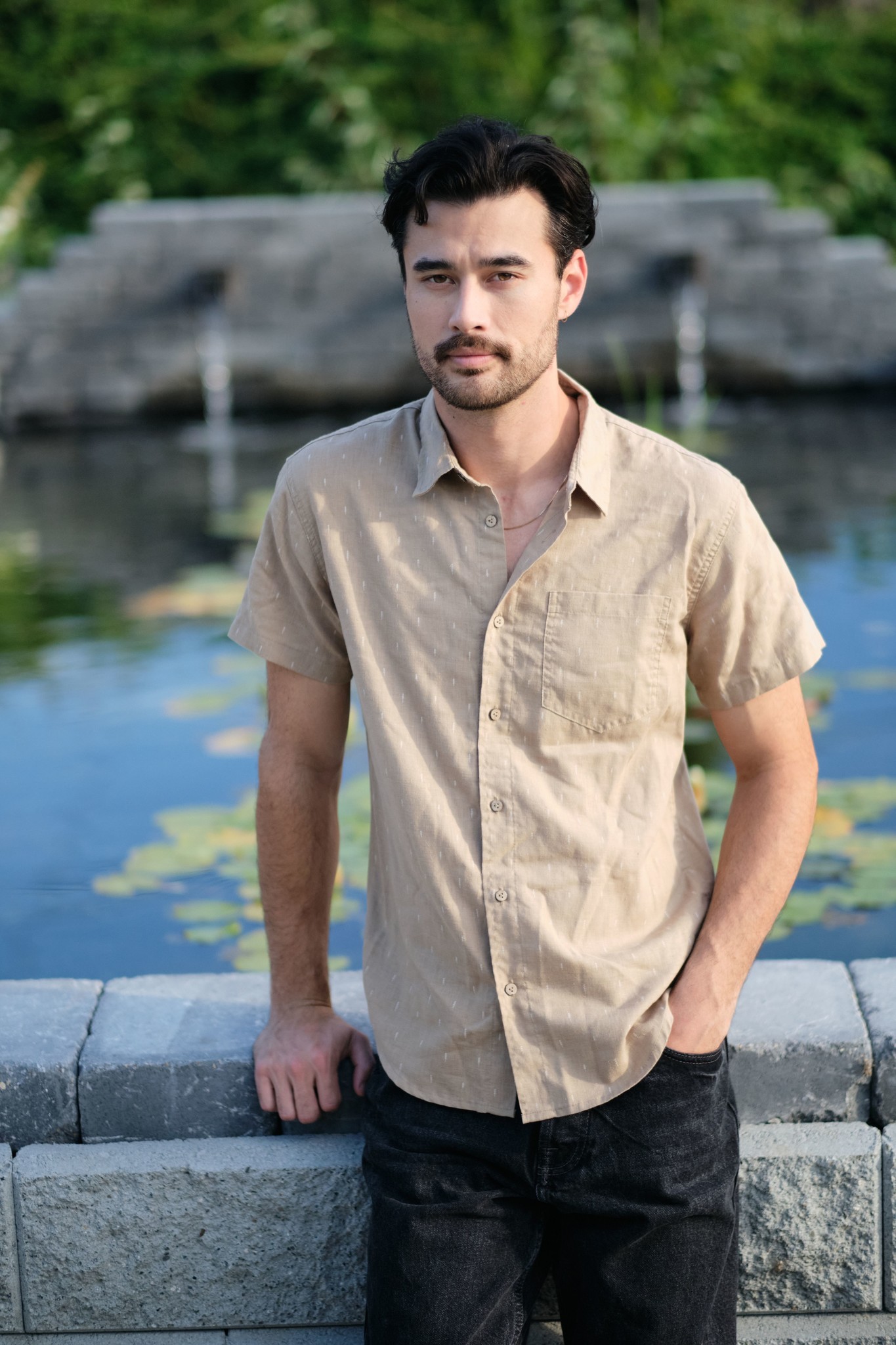 Mens Hemp Short Sleeve Button Up Shirts