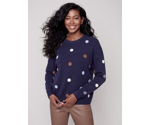 Charlie B Polka Dot Longsleeve Crew Neck Sweater
