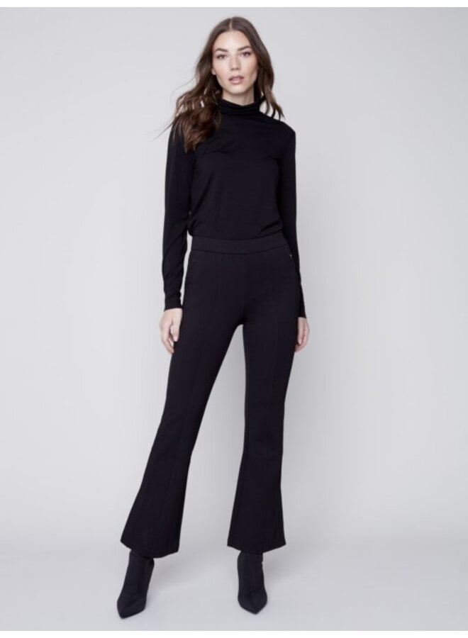 Black Flare Ponte Pants