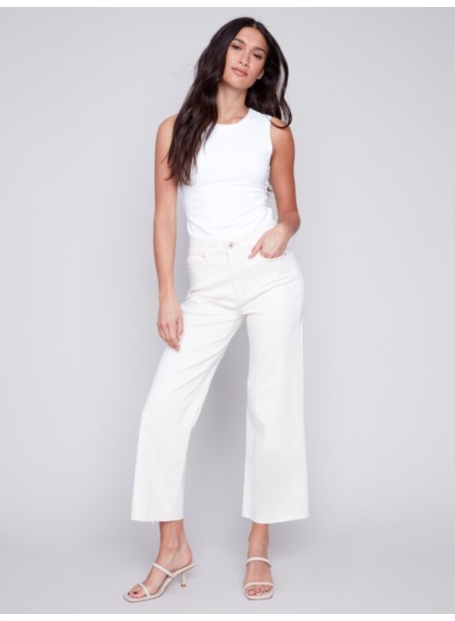 Natural Flex Wide Leg Raw Edge Pant