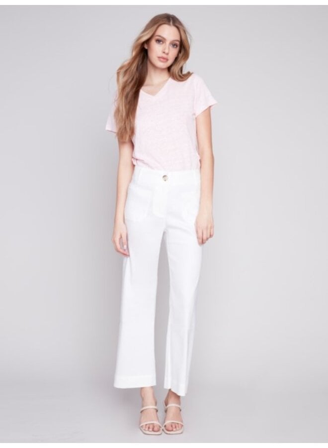 Cropped Straight Leg Pant With Patch Pockets