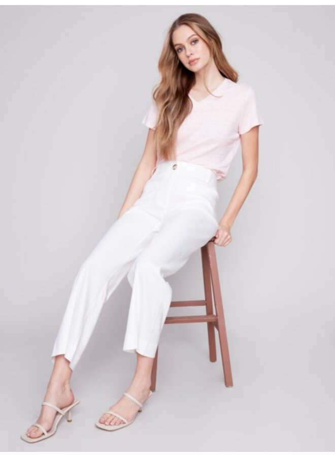 Cropped Straight Leg Pant With Patch Pockets