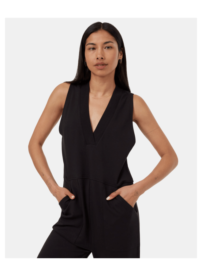 Womens  Soft Terry V-Neck Jumpsuit