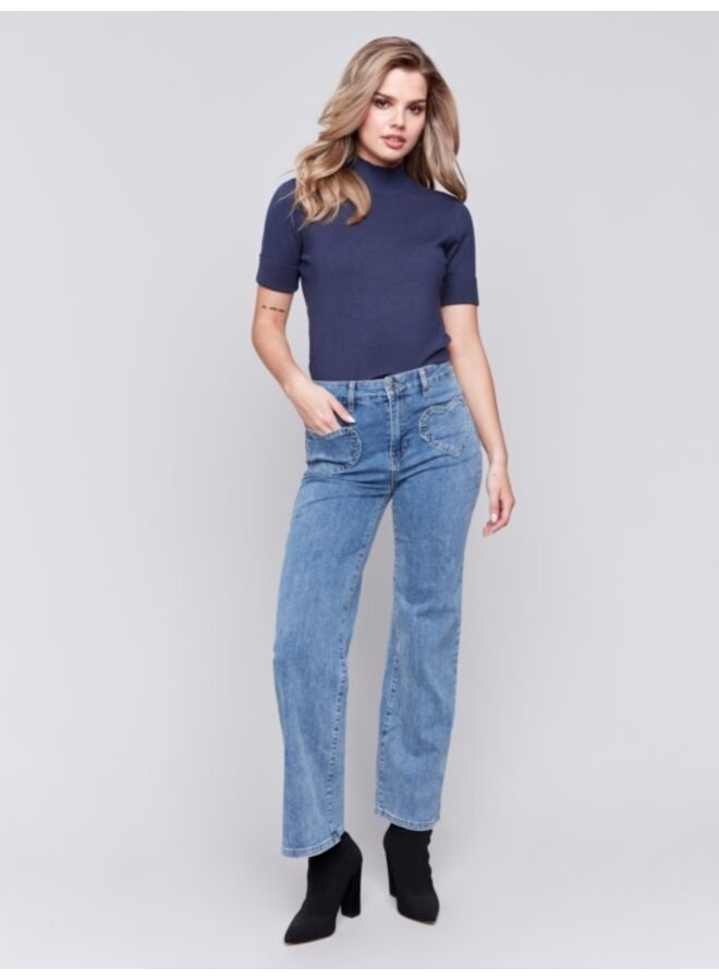 Flare Leg Pant With Heart Shape Pocket